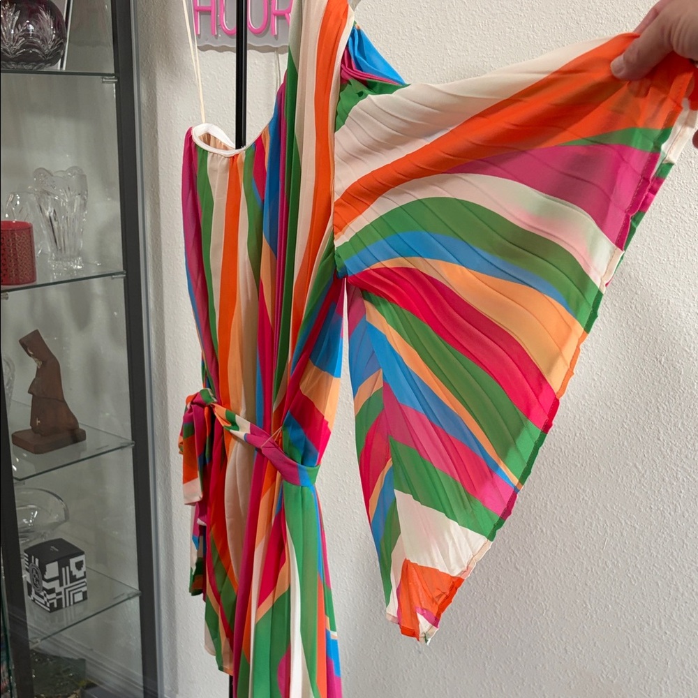 Colorful Striped One-Shoulder Dress - Picture 10 of 15